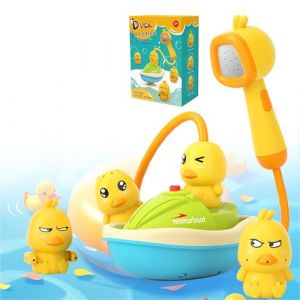 Jouets de Bain pour B&eacute;b&eacute;,Jeu d'eau Jouet de Piscine,Pommeau de Douche D&eacute;tachable Canard B&eacute;b&eacute; + 3 Canard Jouets de Bain & Pompe &agrave; Eau &Eacute;lectrique Bateau,pour Garcon Fille, Jouets (LUYUXUAN LIMITED, neuf)