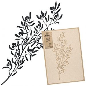 NAKLEO Pochoir pour Peinture Murale Grand Format 43x64cm, Mod&egrave;le en Plastique et R&eacute;utilisable, Olive Branche Bifurquer Arbre, DIY Bricolage Artisanat D&eacute;coration a Peindre, Bois Tissu Mueble (Nakleo / Stencils / Stickers / Art&Wall Decor, neuf)