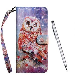 TOUCASA Coque pour Huawei P Smart Z, Étui Cuir PU Luxe Portefeuille à Aimant [3D Bling Surface] Rabat Housse de Protection (Hibou) (Mltour-EU, neuf)