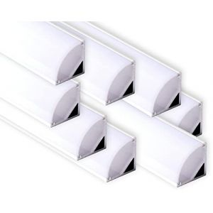 AFTERTECH 8x 2m (16M) 1616B PROFIL EN ALUMINIUM D'ANGLE BLANC 16x16mm POUR BANDE LED BARRE RIGIDE 2m 2MT + COUVERCLE (8x 2m 1616 lait blanc) (AFTERTECH&reg;, neuf)