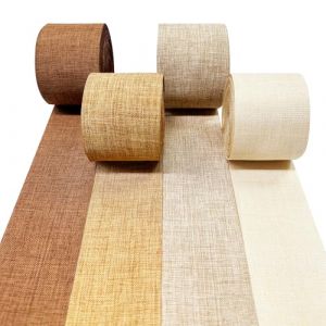 Ruban de Satin de Jute Brun, 4 Couleurs 15m x 5cm de Large Ruban Lin Marron Beige Crème Bohème pour Bmballage de Cadeaux DIY Fête Toile de Fond Anniversaire Bapteme Mariage Bouquet de Mariée Decor (MZY Co., Ltd, neuf)