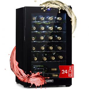 Klarstein Cave a Vin sur Pieds, Caves à Vin de 63L avec une Porte en Verre, Cave a Vins à Zone Unique, Bar Intérieur/Extérieur, Frigo vin, Cave a Vin de Vieillissement, Petite Cave à Vin 24 Bouteilles (Klarstein France, neuf)