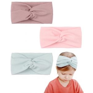 TPZORJX Lot de 3 bandeau bebe fille，turban bebe，Bandeau B&eacute;b&eacute; Fille Bandeau Cheveux Enfant Bande de Cheveux Arc Accessoires Enfant Turban 6-12mois， 0-3 mois (Sunlaxy OU, neuf)