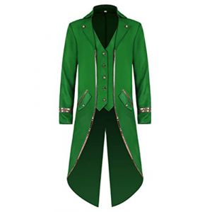 dPois D&eacute;guisement Cirque Adulte Homme Veste Smoking Queue de Pie Costume Directeur de Cirque Deguisement Monsieur Loyal Halloween Carnaval Cosplay B Vert S (dPois eu, neuf)
