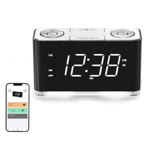 iTOMA Radio - R&eacute;veil avec contr&ocirc;le d'APP, Bluetooth, Grand &eacute;cran LED, Radio FM, Double Alarme, Port de Charge USB, Veilleuse, Gradateurs Automatiques et Manuels, Sieste, Minuterie de Sommeil CKS507 (iTOMA Shop, neuf)