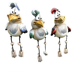 3pc Poule Décoration Extérieur Amusante - Statue De Poulet en Résine pour Jardin, Piquets De Pelouse, Zen Déco pour Maison, Patio, Terrasse, Cour (Hangyuing, neuf)