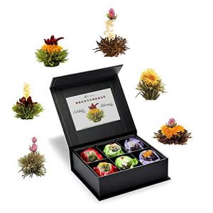 Creano Coffret Cadeau avec Fleurs de Thé dans Une Boîte Magnétique - Thé Blanc, Noir, Vert - 6 Fleurs de Thé avec 6 Sortes différentes (Creano, neuf)
