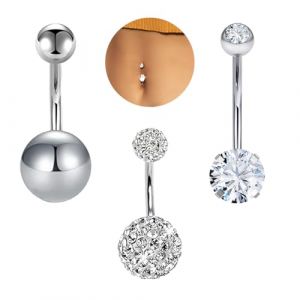 IBXWMNG 3pcs Incrusté Piercing Nombril Acier Chirurgical Femme Inverse Clair CZ Piercing Ventre Banana Barbell Piercing,Nombril Boule Perle Bijoux de Piercing Corps (SHI MEIPING DE SHOP, neuf)
