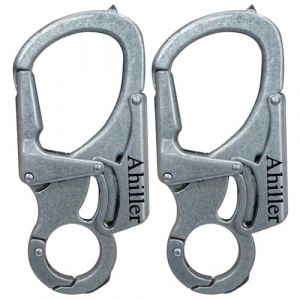 Ahiller Mousqueton Porte-Clés 7,6cm - Double Verrouillage Alliage Robuste - Pointe Acier Tungstène - Multifonction pour Camping Randonnée Survie (Deep Alloy-2P) (Chuan Da, neuf)