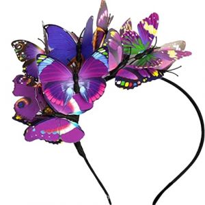 Serre-t&ecirc;te papillon pour femme - Multicolore - Costume de papillon &eacute;l&eacute;gant - Costume de papillon - Serre-t&ecirc;te pour festival - Avec volants (violet, taille unique) (jksmyx, neuf)