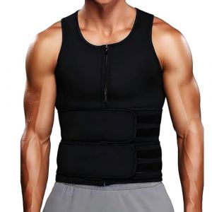 Gilet de Sudation Homme Sauna N&eacute;opr&egrave;ne pour Minceur Ceinture de Sudation Fitenes Sports D&eacute;bardeur (Noir A, XXL) (FindPitaya, neuf)