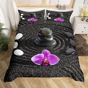 Pierre Zen Housse de Couette Black Sand Meditation Parure Housse de Couette Tranquil Nature Ouvrages d'art Parure de Lit 200x200cm Zen Spirituel Ultra Doux D&eacute;cor de Chambre (Bofanshangmao, neuf)