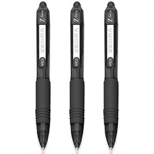 Zebra Z-Grip Smooth Mini Retractable Ballpoint Pens - 1.0mm - Black - Pack of 3 (OMGHC., neuf)