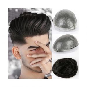 Toupet pour hommes Cheveux humains Transparent Toupet hommes pleine peau mince cheveux pi&egrave;ces indien d&eacute;li&eacute; homme perruque syst&egrave;me for perruque masculine Perruques(Beige Blonde,7x9) (birene, neuf)