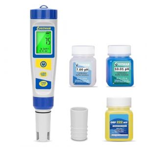 UIUZMAR Testeur de Chlore pH Sel Testeur Testeur pH et Chlore Piscine 7 en 1 pH Chlore TDS EC ORP Temp 0.1 Haute Précision Testeur professionnel pH Mètre Piscine pour Piscines au Sel (Hecotrax Tester, neuf)