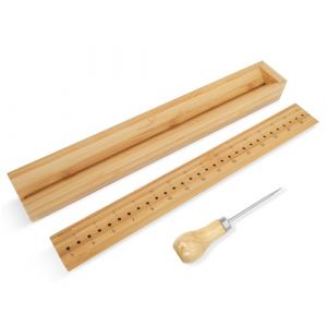 Whemyreat Lot de matrices de découpe et reliure en bois de 32 cm avec alêne, outils pour bricolage, reliure de livres et accessoires de couture, berceau de découpe (prunejuices, neuf)