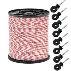 Lrqmte Fil Cloture Electrique Chevaux 500m, Lot de 8 Isolateur avec Cl&ocirc;ture &Eacute;lectrique pour Chien en Acier Inoxydable Conductivit&eacute;, Plastique Filet pour Electrificateur de Cloture, B&eacute;tail, Mouton (Leisumonqtlm, neuf)