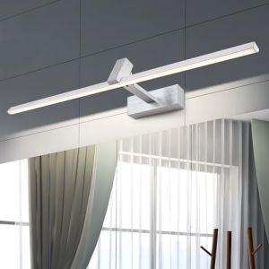 MantoLite Miroir LED argent&eacute; bross&eacute; 60 cm 12 W Applique murale r&eacute;glable &Eacute;clairage de lavabo Applique murale 4000 K Miroir cosm&eacute;tique Lampes Acrylique Image Lumi&egrave;re Lampe de chevet (Mantolux, neuf)