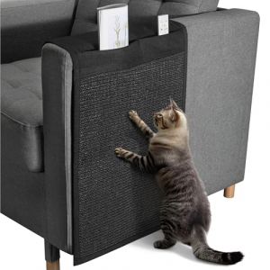 Navaris Tapis Griffoir pour Chats - Protection Canapé Meuble Sol - Tapis en Sisal et Lin 128 x 45 cm avec Compartiments - Adapté pour Chaton Chien (SX-Commerce, neuf)