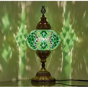 DEMMEX Lampe de table et table de chevet en mosaïque turque véritable abat-jour en verre marocain artisanal Tiffany décoration exotique pour salon et chambre à coucher (DEMMEXUK, neuf)