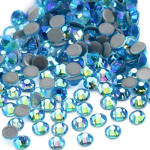 Jollin 2880 pi&egrave;ces Cristaux Hotfix &agrave; dos plat en verre pour artisanat, strass, diamants, gemmes pour cr&eacute;ation artistique, d&eacute;corations, v&ecirc;tements, chaussures 4,8 mm SS20 Aigue-marine AB (RosanUK, neuf)