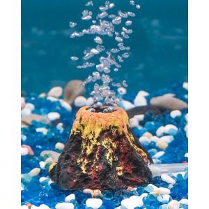 Pawfly Kit d'ornement d'aquarium volcan - Mini résine - Décoration volcanique pour paysage - Montagne réaliste avec bulle d'air - Diffuseur de tuyau d'air - Accessoire pour l'oxygénation (Pawfly EU, neuf)