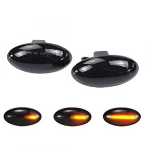 LEDFEWAG 2 pi&egrave;ces LED Feux de jour Clignotant Lat&eacute;raux Dynamique Ambre Compatibile pour Peugeot 307 206 407 107 607 1007 Compatibile pour Citroen C1 C2 C3 C5 C6 (NMXPW, neuf)