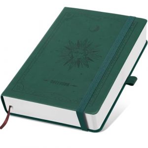 AWBETY Cahier A5 Pointillé | 300 Pages | Papier 100g/m² | S'ouvre à 180° | Couverture Souple en Cuir Design Vintage | Idéal pour le Travail, Bullet Journal et Études (Vert) (NCFH, neuf)