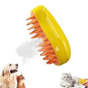 Brosse Chien Chat à Vapeur, 3 En 1 Peigne De Massage En Spray Pour Chats, Brosse à Chat Rechargeable, Avec Réservoir D'eau, Brosse Pour Chats à Poils Courts Et Longs, Idéal Pour Massage,Soin (Jaune) (Hekasvm-EU, neuf)