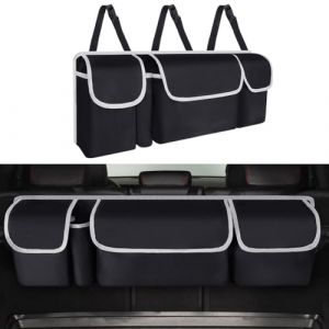 URAQT Rangement Coffre de Voiture, Organisateur Voiture Coffre Pliable étanche avec 4 Poches, Multipurpose Organisateur Coffre Voiture, Accessoires d'intérieur de Voiture pour SUV, Camions (HAPPYSALLER, neuf)