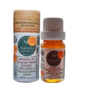 Nativilis Amazonian Urucum Huile d'Annatto Émolient pour crème solaire | Propriétés de protection des rayons ultraviolets – Huile de bronzage brésilienne bio-naturelle (Nativilis Natural Essential Oils, neuf)