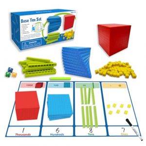 Ensemble De Blocs De Base 10 &Acirc;ges 5 6 7+ Base Ten Blocks Set 136 Pi&egrave;ces Manipulations Cubes Toys Math Game Compter Les Blocs 10 Dizaines Des Centaines De Milliers Pour La Maternelle 1er 2e 3e Ann&eacute;e (windyday, neuf)