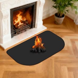 NUTKIT Tapis de Cheminée Ignifuge, 100 x 60 x 0.1CM Tapis de Cheminée Demi-Rond, Tapis Devant cheminée réutilisable, Tapis Ignifuge pour Poêle à Bois, cheminée, Intérieur et Extérieur (HFX-online, neuf)