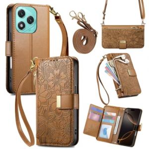LIAOCY Coque Portefeuille Bandouli&egrave;re pour Honor 400 Lite, &Eacute;tui TPU Int&eacute;rieure avec Support, Anti-Choc Et Anti-Rayures, Design Gaufr&eacute;, Brown. (LIAOCY store, neuf)