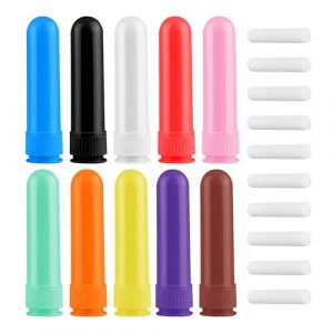 Stalora 10PCS Inhalateur Nasal pour Huiles Essentielles avec M&egrave;ches, Tubes R&eacute;utilisables Vides pour Aromath&eacute;rapie, Accessoires pour Nez, Stick Portable pour Inhalation, 10 Couleurs (XinMingLiStore, neuf)