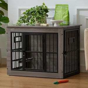 Gardner Pet 83cm Cage pour Chien, Grande Table d'Appoint pour Cages pour Chien, Cage en Bois avec 3 Porte d'alimentation Sup&eacute;rieure，3 Portes，83x58x65cm, Gris (Gardner Pet Official-UK, neuf)