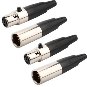 RUNCCI-YUN 4 PCS Connecteur XLR 4 broches &agrave; souder，Connecteurs XLR 4 broches,connecteurs XLR m&acirc;le/femelle,prise de c&acirc;ble micro,prise audio microphone（XLR 2 m&acirc;les/2 femelles ） (RUNCCI-YUN, neuf)