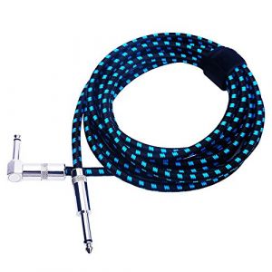 rayzm Câble Tressé Blindé 5 mètres pour Guitare/Guitare Basse, Câble pour Instrument Mono Mâle Coudé 1/4 Inch (6,35mm) Tweed Tissé (HongmingEU, neuf)