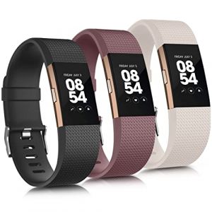 Amzpas 3 Pièces Bracelet pour Fitbit Charge 2 Bracelet pour Femmes Hommes, Bracelet Fitbit Charge 2 Fitness Silicone Remplacement Compatible avec Fitbit Charge 2(S,Black/Violet Smoke/Starlight) (XingDTX, neuf)