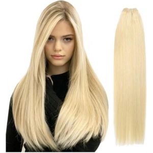 Extensions de cheveux humains raides, tissage en lot, rapport hauteur/largeur 14-28, 100 g/pièce, extensions de cheveux (taille : 3 pièces/lot, couleur : #613_22 pouces) - 3 pièces/lot - #613_20 pouce (yichangshikaiyisishangmaoyouxiangongsi, neuf)
