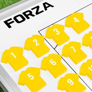 FORZA Aimants d’Entraînement en Maillot | 11 Marqueurs Magnétiques Colorés avec Autocollants Numérotés | Compatible avec Tableaux de Tactiques Idéal pour Entraîneurs de Football (Jaune) (Net World France, neuf)