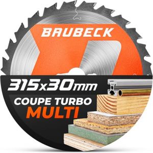 BAUBECK Lame de scie 315x30 3 mm coupe dans le bois avec clous & bois de construction, Z30 compatible avec scies sur table comme Atika HT 315/2, Scheppach HS120, lame circulaire 315x30, lame 315 (BAUBECK GmbH, neuf)