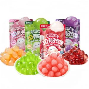 Bonbons Gummies aux Fruits 75g x 4, Bonbons Halloween, Bonbon Pelables,Litchis, raisins, pêches blanches, raisins verts - 4 Saveurs Mélangées - Bonbon Gélifiés (YLJ-lingshi, neuf)