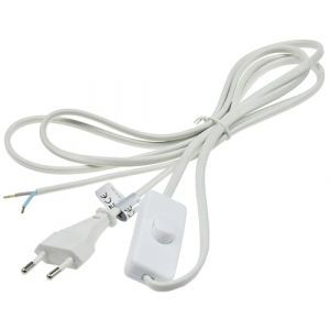 C&acirc;ble d'alimentation avec Interrupteur et Connexion DIY Lampe Lampe Abat-Jour d&eacute;coratif (Blanc, extr&eacute;mit&eacute;s Nues + 2 m + Interrupteur de c&acirc;ble) (kobs-versand, neuf)