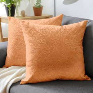 Encasa XO Housse De Coussin pour Canap&eacute; 50x50 cm P&ecirc;che en Velours Gaufr&eacute; de Housses de Coussin Douces et Chambres &Eacute;l&eacute;gants | Lot de 2 | Uniquement des Housses, Pas d'inserts (Encasa Home, neuf)