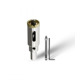 CSOOM Foret diamant pour verre - 18 mm - Scie cloche avec 2*foret de centrage, couronne de per&ccedil;age pour verre, carrelage, c&eacute;ramique, marbre, calcaire (wuxuefi, neuf)