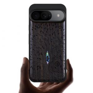 Carveit Etui pour Pixel 9 Coque [Gravure en Bois et Incrustation de Coquille] &OElig;uvre d'art Unique Compatible avec Google Pixel 9 &Eacute;tui (Bois Sombre-Arbre de la Vie) (Carveit Art, neuf)