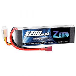 Zeee 3S Lipo Batterie 5200mAh 11,1V 60C 3S Batterie RC avec connecteur T pour FPV Racing Drones V&eacute;lo de Route Quadcopters Avion H&eacute;licopt&egrave;re RC Bateau RC Voiture (ZEEE POWER, neuf)