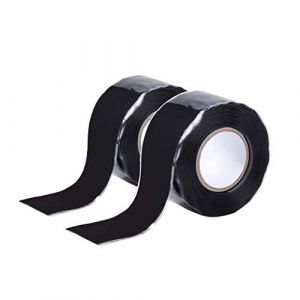 Ruban Silicone Auto Amalgamant Ruban à Fusion Automatique Ruban Étanchéité Etanche Ruban de Réparation pour Tuyau D'urgence, Tuyau d'eau Fuite, Câble Fil Electrique 2 Rouleaux 3 Mètres/Rouleau (Noir) (Huaxh, neuf)