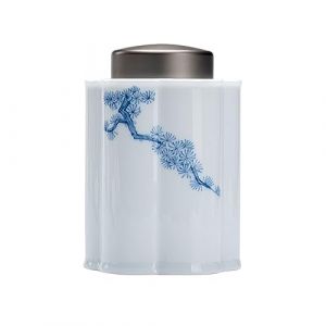 Pot a sucre Bo&icirc;te &agrave; th&eacute; en pin chinois peinte &agrave; la main pot de rangement domestique Double couvercle pot scell&eacute; pot &agrave; sucre en c&eacute;ramique La cuisine (lulugongsi, neuf)